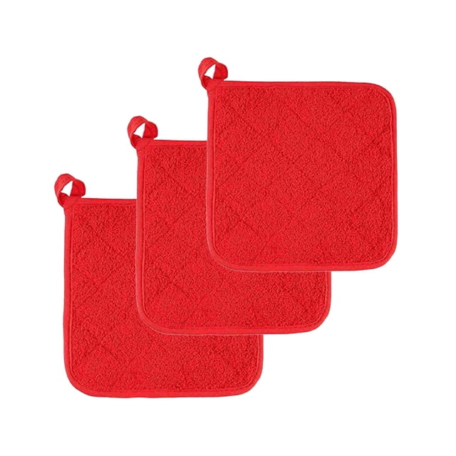 Placemat 2 Product Category Pot Holder Set with Padded Cloth Potholders for Kitchen – 3 Pack for Cooking and Baking Washable Durable Heat-