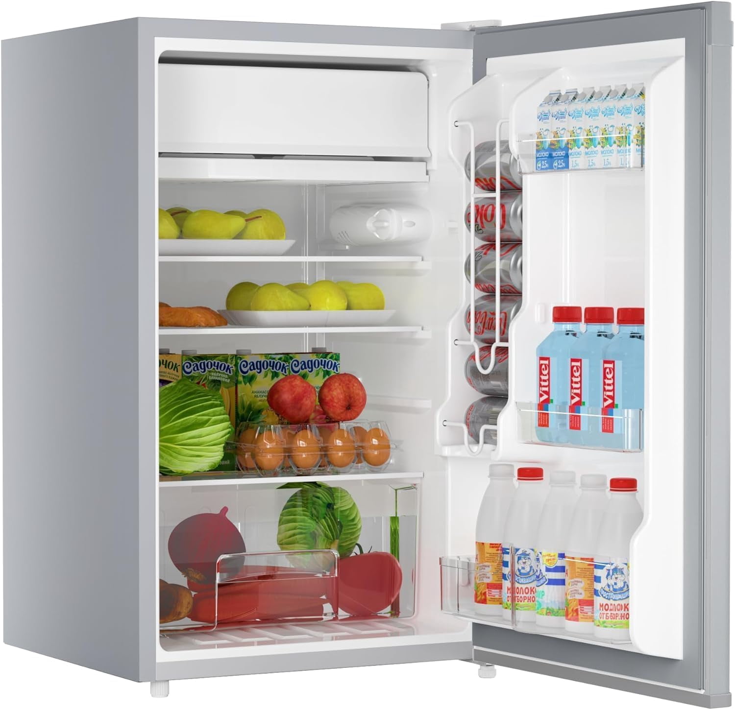Ourlova 4.3 Cu.Ft Mini Fridge With Freezer OneDoor Refrigerator 7Level Temperature grey