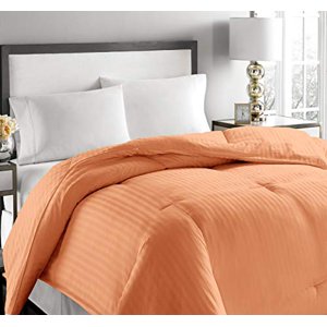 Blue Ridge Home Fashions Microfiber Embossed Oversized Down Comforter, King, Coral