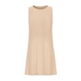 thumbnail image 5 of Ovzne Robes pour Femmes Robe pour Femme Mode Confortable Été Couleur Unie Sans Manches Col Rond Robe Maxi Grande Taille Liquidation, 5 of 5