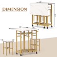 thumbnail image 3 of Costway Ensemble de Table à Manger Roulante 3 Pcs Table de Cuisine Extensible 2 Tabourets avec Porte-Bouteilles Blanc, 3 of 10