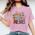 thumbnail image 1 of Meichang Mama Chemises pour Femmes Rétro à Fleurs Mama à Lettres Imprimées T-Shirt Fête des Mères Manches Courtes Col Rond T-Shirt Graphique Maman T-Shirt Décontracté Hauts, 1 of 7