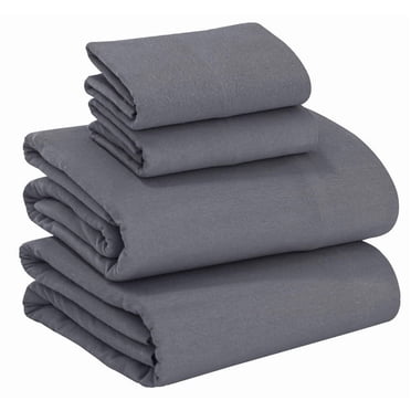 RUVANTI 100% Cotton Flannel Sheets California King Size - 4 Piece Warm, Soft & Breathable, Deep Pocket, Double Brushed Cozy All Season Bedding Set, Dark Grey