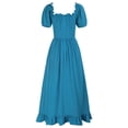 thumbnail image 3 of Pisexur Womens Gothic Dress High Wasit Corset Dress Retro Renaissance Dress Solid Color Short Sleeve Medieval Dress Fashion Flowy Square Neck Drawstring Maxi Dress Ruffle Tunic Cocktail Dress, 3 of 5