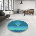 thumbnail image 4 of Ahgly Company Tapis d'Intérieur Ronds Transitionnels Bleus Lavables à la Machine, 6 Pieds Rond, 4 of 7