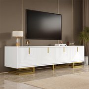 TV Stand with textured doors, TV furniture, gold handles and gold legs