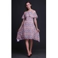 thumbnail image 2 of Bimba Damask Print Flutter Sleeve Womens Party Tunic Cold Shoulder Midi Dress-Medium, 2 of 6