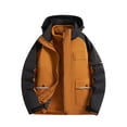 thumbnail image 1 of WRKEKC Men's Slim Fit Hooded Jacket with Adjustable Drawstring and Contrast Stitching, Urban Utility Coat for Modern Workwear Brown M, 1 of 4