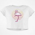 thumbnail image 1 of Retro 80s Neon Sign Flamingo Sunset Junior Boxy Crop top T Shirt, 1 of 1