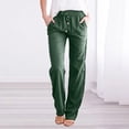 thumbnail image 5 of Plus Size Solid Straight Leg Pants for Women High Waist Comfortable Elastic Drawstring Casual Trousers, 5 of 5