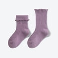 thumbnail image 2 of REDARER Girls' Ruffled Crew Socks - Soft Selvedge Cotton Socks for Winter/Autumn, Comfortable Mid-Calf Princess Socks, 2 of 5