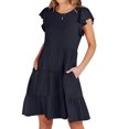 thumbnail image 2 of Robes pour Femmes 2024 Été Robe Ample Unie à Manches Courtes Rabais de 50 % Liquidation!, 2 of 9