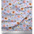 thumbnail image 1 of Soimoi Rayon Fabric Leaves,Bird & Anemone Floral Decor Fabric Printed Yard 56 Inch Wide, 1 of 3