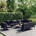 thumbnail image 1 of vidaXL 9 Piece Patio Lounge Set with Cushions Poly Rattan Dark Gray, 1 of 6