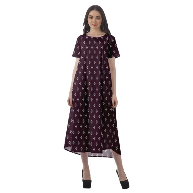 Moomaya Robes d'Été Imprimées pour Femmes à Manches Courtes en Coton Flex Robe de Soirée