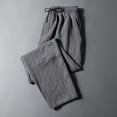 thumbnail image 2 of HAiming Mens Pants Straight Wide Leg Drawstring Elastic Waist Loose Lightweight Casual Comfy Trousers with Pockets, 2 of 3