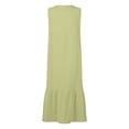 thumbnail image 4 of Yuyuzo Robes Printemps Été pour Femmes 2025 Boutonnée Col en V Longue Robe en Coton Lin Décontractée Confortable Robe Débardeur avec Poches, 4 of 5