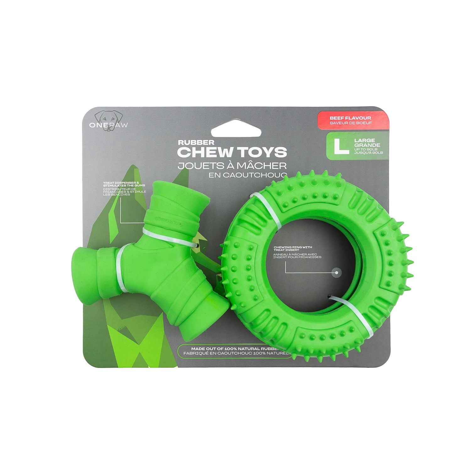 One Paw , Lot de 2 Jouets à Mâcher en Caoutchouc pour Chien, Grand, Distributeur de Gâteries, Fabriqué en Caoutchouc
