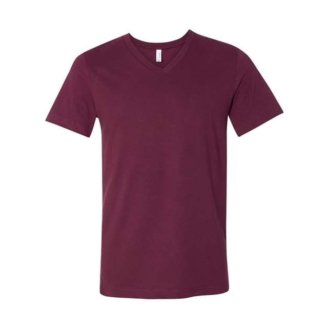 Bella Canvas Mens Jersey V-Neck Tee, M, Maroon