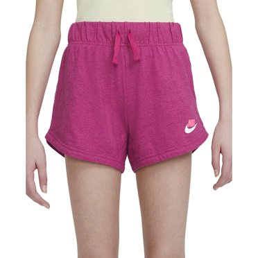 Nike Girl's Sportswear Jersey Shorts (Small, Dark Pink Fireberry/Sunset Pulse)