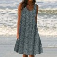 thumbnail image 2 of Mrat Robe Courte à Imprimé Floral pour Femmes, Tenue d'Intérieur, Col Rond, Sans Manches, Grande Taille, Robe de Nuit, Robes de Printemps pour Femmes P-108 Gris 3TG, 2 of 8