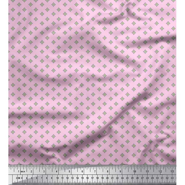 Soimoi Silk Fabric Geometric Star Shirting Print Sewing Fabric Yard 42 Inch Wide