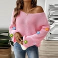 thumbnail image 2 of Pisexur Chandails pour Femmes Chandails à Manches Longues à Col Rond Chandail Tricoté Uni pour Femmes Chandails Décontractés Amples d'Automne Hauts Blouse Tendance Chandails à Imprimé Floral pour Femmes, 2 of 4