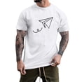 thumbnail image 1 of BOBOGOJP T-Shirts d'Entraînement pour Hommes à Rayures, Manches Courtes, Col Ras du Cou (Blanc,G), 1 of 5