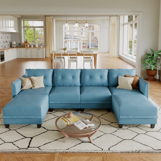 LLappuil Modular Sectional Sofa, 6 Seat Modular Sectional Sofa with Storage, Faux Leather Waterproof Sofa for Living Room