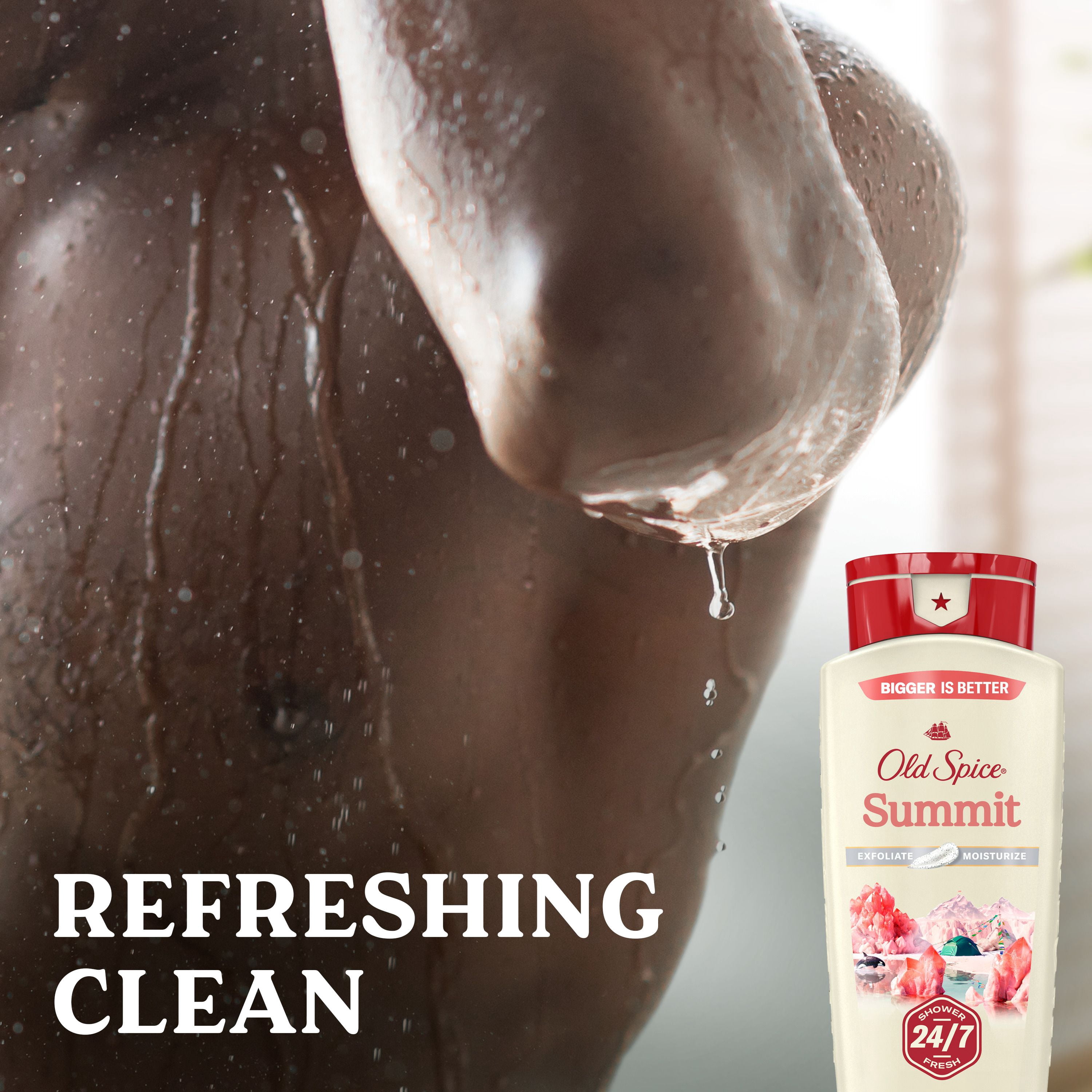 Old Spice Men's Body Wash for Men, Summit Scent, 24/7 Shower Fresh, Exfoliation + Moisturization