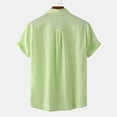 thumbnail image 4 of cfhntfmh Cotton Linen Shirts for Men Summer Short Sleeve Button up Beach T-Shirts Lightweight Solid Collared Tops, 4 of 7