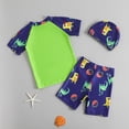 thumbnail image 4 of PMVFHDE Kids Swimwear 4t Toddler Swimsuit Boy 3 Piece Boys Swim Set Short Sleeve Boys Swim Shirt Boy Swim Trunks Rash Guard Bathing Suits Green,6-7 Years, 4 of 7
