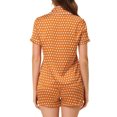 thumbnail image 3 of INSPIRE CHIC Womens Short Sleeve Notch Collar Piped Button Down Sleepwear Polka Dots Pajama Sets Large Brown, 3 of 5