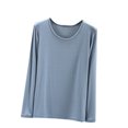 thumbnail image 1 of MeetoTime T-Shirts à Col Rond à Manches Longues pour Femmes Camisoles Confortables T-Shirts Doux de Couleur Unie sous-Vêtements, 1 of 6