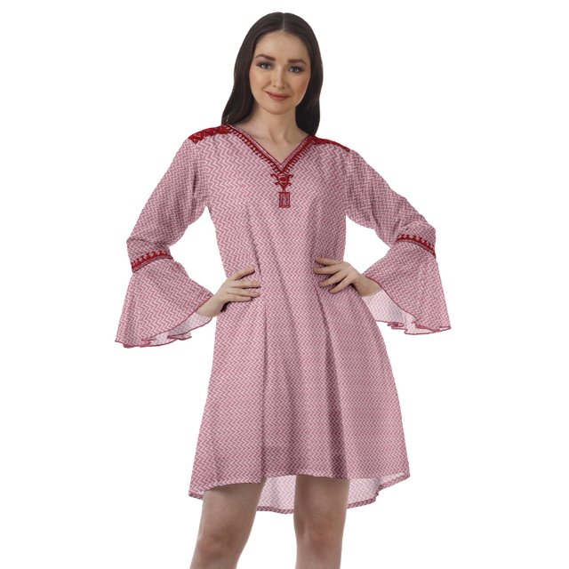 Moomaya Robes Mini Imprimées à Col en V pour Femmes Manches à Volants Robes de Plage pour Femmes