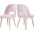 thumbnail image 2 of Meridian Furniture Logan Pink Velvet Dining Chair (Set of 2), 2 of 17