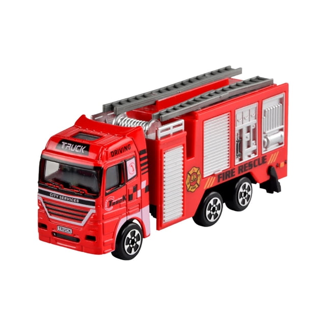 A Mini Alloy Fire Engine Toy Vehicle Simulation Model For Kids Emergency Rescue Play Realistic Design Moving Parts Educational Gift Size 6.69 X 1.65 X 3.27 Inches