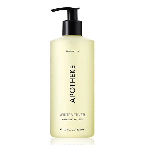 APOTHEKE Liquid Hand Soap, White Vetiver (10 Fl Oz) - Hydrating Hand Wash with Natural Coconut & Aloe Vera