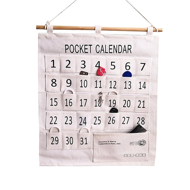 Pocket Chart Organizer, Pocket Chart Calendar Numbered Portable Beautiful Morning Check for Classroom for Coins Large 31 Pockets,Small 32 Pockets,Small 40 Pockets,Small 48