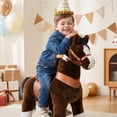 thumbnail image 2 of PonyCycle Ride-On Horse Toy for Kids, Plush Riding Pony with Sound & Hand Brake, Kid-Powered, Ages 3–4, Chocolate, Ux321, 2 of 10