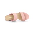thumbnail image 4 of BLISSFUL STEP Women's Shoes Dual Straps Mid Chunky Heel Slide Sandals Light Pink 7.5, 4 of 8