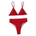 thumbnail image 2 of Qertyioot Women's Swimsuit Set Sexy With Chest Pad Without Underwire Solid Split, 2 of 6