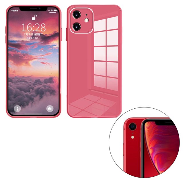 ziyahi Glass Back Phone Covers with Solid Color Full Rugged Bumper Anti-Slip Design for Iphone 7P/8P/7/8/XS Max/XR/X/XS