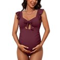 thumbnail image 1 of Retro One Piece Swimsuit for Maternity Cut Out Pregnancy Swimwear Modest Bath Suit, 1 of 2
