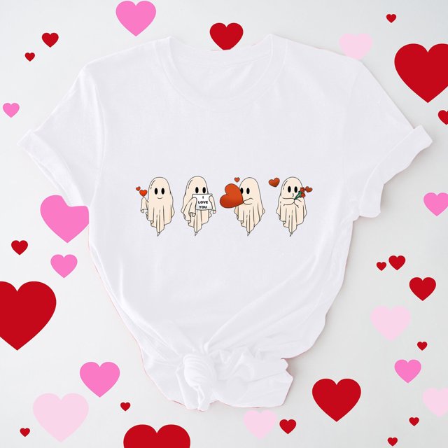 Cadeaux de la Saint-Valentin T-shirt Décontracté à Manches Courtes et Col Rond pour Femmes avec Imprimé Arbre de Noël