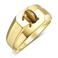 thumbnail image 3 of RYLOS Men's Rings 14K Yellow Gold Ring Classic Solitaire 7X5MM Oval Shape Gemstone Designer Band Tiger Eye November Birthstone Rings For Men Size 9, 3 of 7