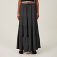 thumbnail image 3 of Besolor Maxi Skirt for Women Elastic Waist Drawstring Ruffle Tiered A-Line Summer Beach Boho Flowy Long Skirts, 3 of 4