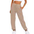 thumbnail image 1 of Innerwin Trousers Solid Color Ladies Bottoms Holiday Straight Leg Lounge Sweatpants Apricot 2XL, 1 of 3