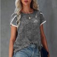 thumbnail image 1 of TIMIFIS T-Shirts d'Été pour Femmes à Fleurs à Manches Courtes Col Ras du Cou T-Shirts Décontractés Tee Imprimé Vacances Bureau Travail Blouse Haut - Été, 1 of 9