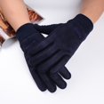 thumbnail image 3 of 1 Pair Cycling Gloves Touchscreen Full Finger Letter Embroidery Moisture Wicking Soft Cold Resistant Solid Color Autumn Winter Men Women Motorcycle Riding Gloves for Daily, 3 of 10